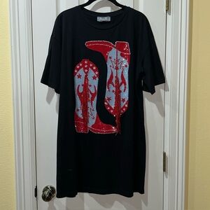 blue b. Collection Women Western Cowgirl Boots Sequin Tunic Top Sz M Rodeo Festi